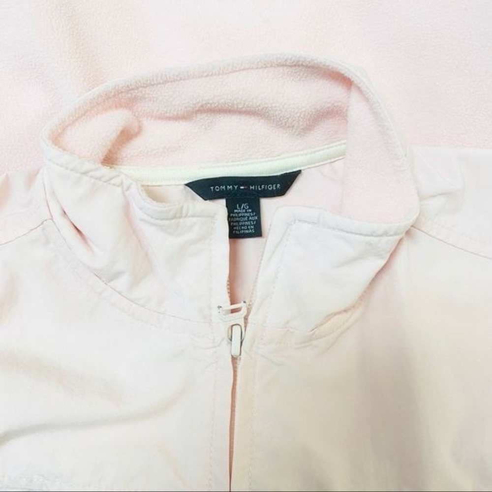 Tommy Hilfiger Baby Pink Zip Up Fleece Jacket Zip Pocket L/G Large - Picture 6 of 6